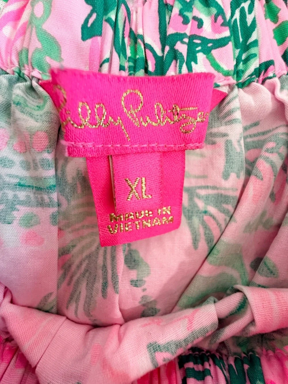 Lilly Pulitzer Pink Green Palm Chinoiserie Top Size XL